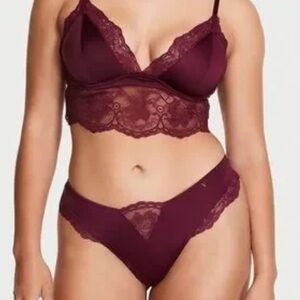 Victoria Secret VERY SEXY Sz L Lace Satin Bralette & Mid Rise Cheeky Set